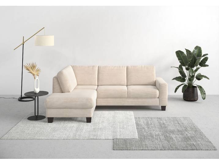 Ecksofa, Beige, 236x170 cm, 100% Polyester, Mit Ottomane, Klassisch, Home-affaire