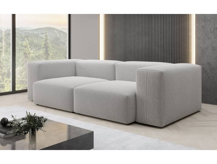 Designer 2 Sitzer Sofa Snug in Bouclé - Hellgrau - Bouclé - Luxusbetten24