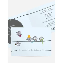 Einladungskarten zum Geburtstag selbst gestalten mit Spruch und Fotos im Onlinedesigner bei Meine-Kartenmanufaktur.de
