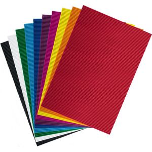 Folia Bastelwellpappe 740309, E-Welle, 35 x 50cm, 10 Farben, farbig sortiert, 10 Blatt