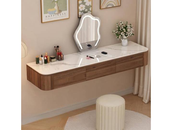Wandkonsole Mit Schublade, Schminktisch Ohne Spiegel Massivholz, Hängende Konstruktion, Schubladen Zur Aufbewahrung, Ohne Spiegel, Schlafzimmer, Kleine Räume, Ankleidezimmer