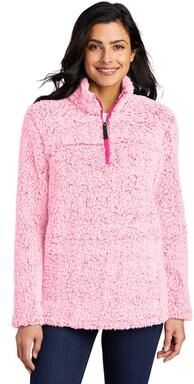 Port Authority L130 Women's Cozy 1/4-Zip Fleece Jacket in Pop Raspberry Heather size 4XL   Polyester