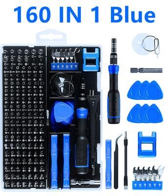 Multisell Products Hub Magnetic Screwdriver Set With Torx, Phillips & Hex Bits For IPhones, Xiaomi, Watches, PCs 160 In 1 Blue