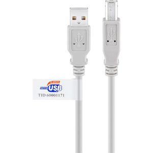 Goobay USB-Kabel 50833 USB 2.0, 5 m, Anschlusskabel, A Stecker / B Stecker, grau