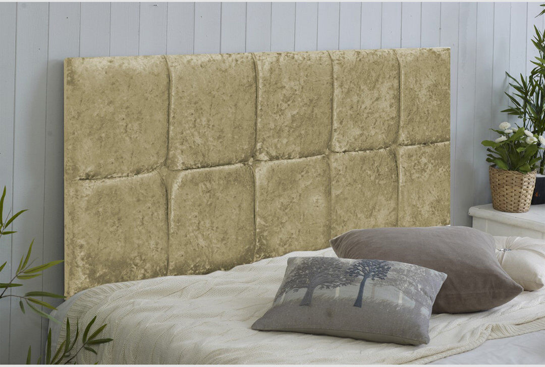 Rosdorf Park Shearer Upholstered Velvet Headboard Gold Single (3')