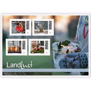 DeutschePost Briefmarken Landlust - Winter, Set, 4 verschiedene Motive, selbstklebend, 4 Stück