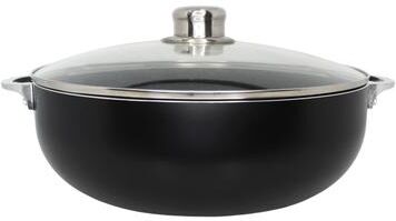 IMUSA Bistro-Cera Aluminum Speckled Black Ceramic Caldero with Glass Lid, Black