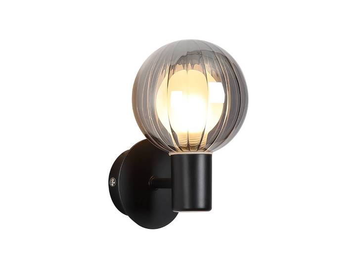 Wandlamp Lumisphere, dimbaar, zwart, Badkamer, Glas, Wandlamp