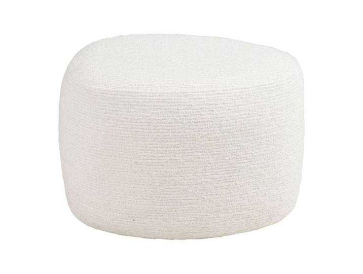 Pouf tissu velours texturé blanc - JOANY