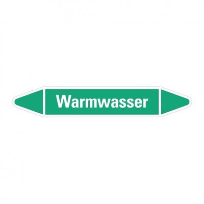 Aufkleber I RKZ-Etikett Warmwasser, grün/weiß, für Ø 60-90mm, 310x52mm, 3/Bogen