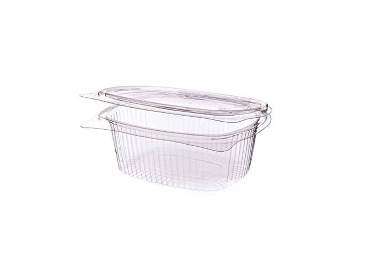 HUTNER 400 x Salatschale transparent oval 500 ml Feinkostbecher XL To-Go mit Klappdeckel