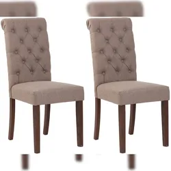DELUKE® 2er Set Esszimmerstühle WALES Stoff - 98x45x63cm, taupe, Holz Gestell Stühle Esszimmerstühle Stuhl Esszimmer Esstisch Stühle Küchenstuhl
