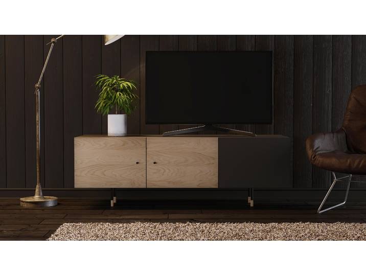 TV-Board WOODMAN Jugend TV-Kommode , schwarz (eichefarben, schwarz), B:150cm H:50cm T:47cm, Sideboards, TV-Board, mit Soft Close Funktion, Breite 150 cm, FSC