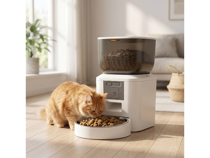 PawHut Distributeur Chat Caméra WiFi 4L Audio App 1-10 Repas