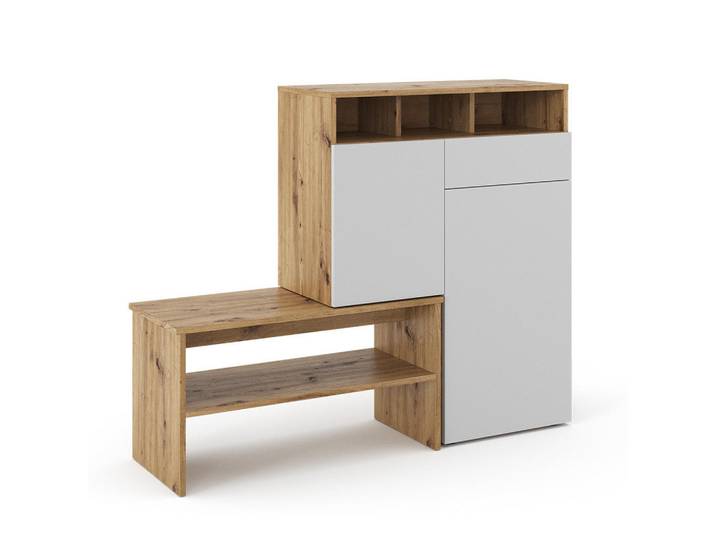 Vicco Schuhschrank Selena Braun 124.5 x 102 cm, Holzwerkstoff, 11 Fächer, Rechteckig, 124.5x102x35 cm, Garderobe, Schuhaufbewahrung, Schuhschränke