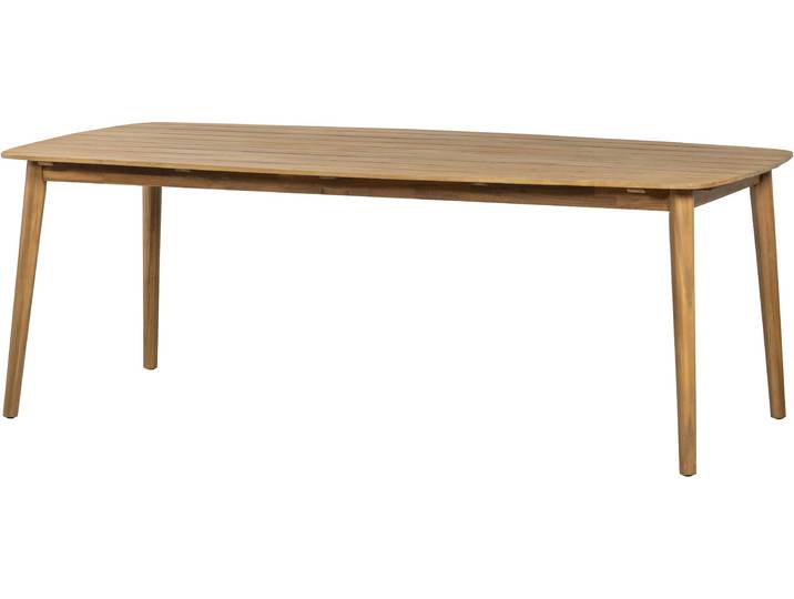 Gartentisch WOOOD Kris Akazienholz mit Witterungsbeständigkeit, H 76 x B 215 x T 90 cm , braun (natur, natur, natur), B:215cm H:76cm T:90cm, Tische, Gartentisch, Wasserabweisung, outdoor-geeignet, Tragkraft 200 kg, pfleigleicht