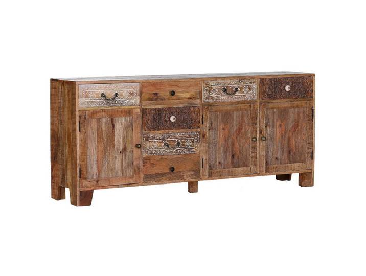 Landscape Sideboard, Natur, Holz, Mangoholz, Akazie, massiv, 3 Fächer, 7 Schublade(n) Schubladen, 180x80x44 cm, stehend, Holzmöbel, Kleinmöbel Holz, Holzkommoden, Sideboards Holz