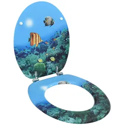 vidaXL Toilettensitz mit Deckel MDF Tiefsee-Design