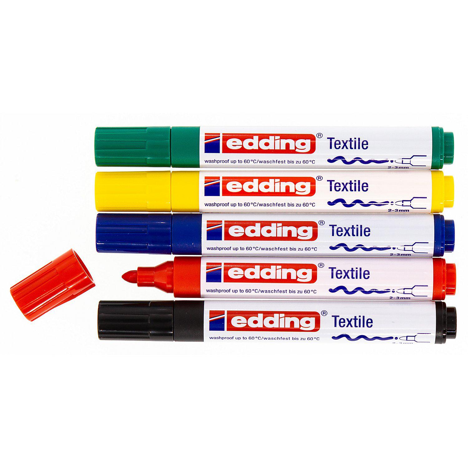 edding Textilmarker "Grundfarben", 5 Stifte