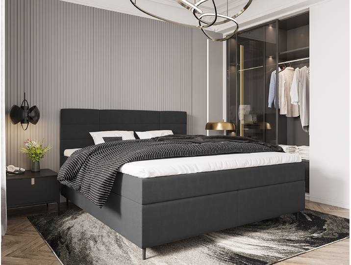 Boxspringbett 180 x 200cm Webstoff Aleida Grau