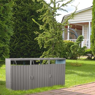 GDFStudio GDF Studio - Mercer Outdoor Metal Garbage Bin Shed with Galvanized Steel Storage