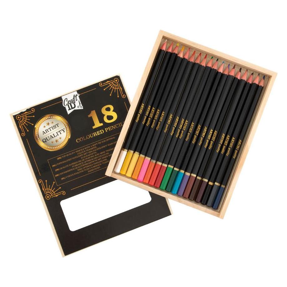 Craft Colouring Pencils 18 pcs in Wooden Box - (K-CR0392/18/GE) (18x) (K-CR0392/18/GE)