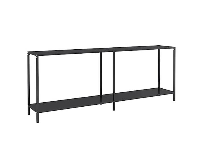 vidaXL Konsolentisch Konsole Beistelltisch Flurtisch Sideboard Ablagetisch Wandtisch Glastisch Schwarz 200x35x75,5cm Hartglas Stahl