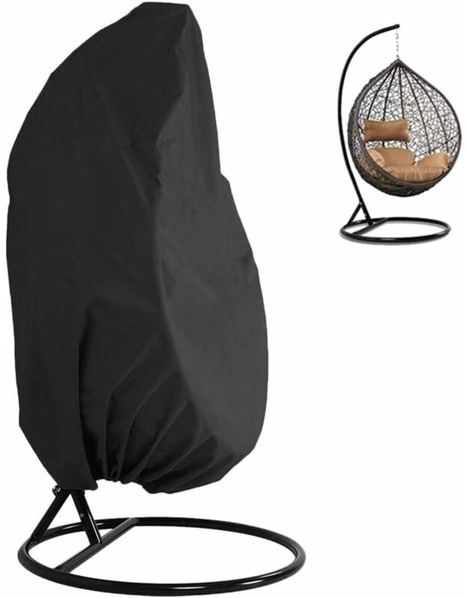 Waterdichte beschermhoes voor tuinmeubels en hangstoelen, zwart, polyester en pvc