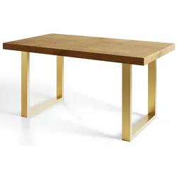 ESSZIMMERTISCH LOFT-U 200X100X77 cm, Farbe: LANCELOT, mit Metallbeinen in Farbe Gold