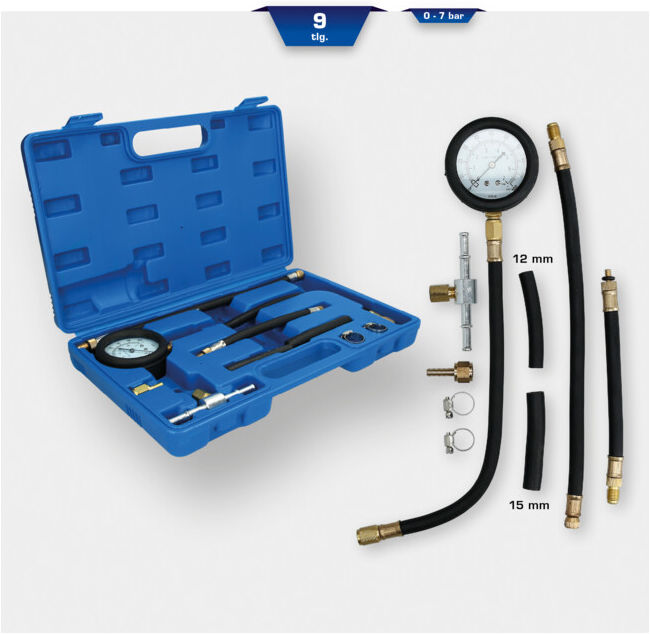Brilliant Tools Coffret de test de pression pour pompe à injection, 9 pcs (BT581250)