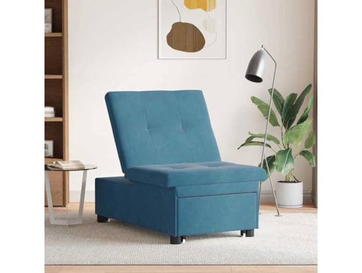 KTHLBRH Schlafsofa blau Samt 194 x 67 x 82 cm Robuste Sperrholzkonstruktion, umwandelbar, minimalistisches Design, schwarze Beine