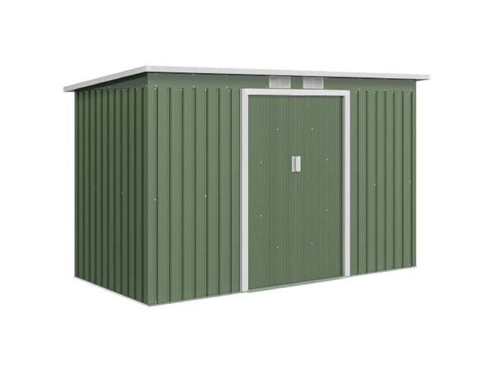 Outsunny Metall Gerätehaus 6,3m³ 280x130x172cm mit Pultdach Hellgrün