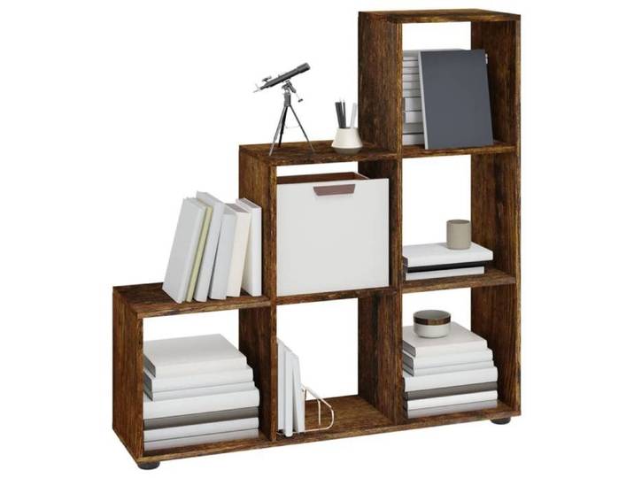 Décoratif - Bibliothèque Étagère à livres Étagère de Rangement escalier Chêne fumé 107 cm - Bois d'ingénierie 2783790