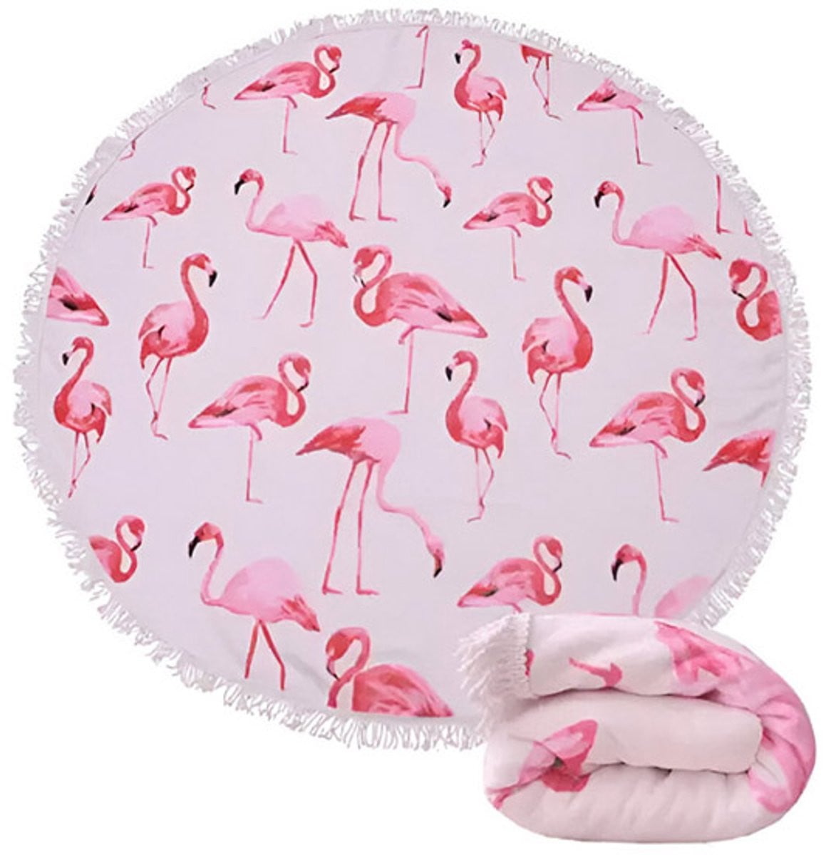 Vivva Rond Strandlaken Flamingo - Microfiber Strandhanddoek en Badlaken voor volwassenen