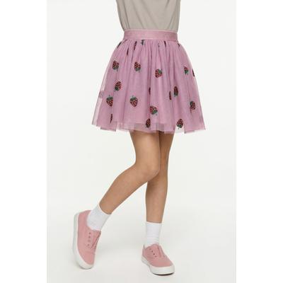 Minirock NAME IT "NMFVABOS SKIRT", Mädchen, Gr. 122, pirouette aop:stawberries, Tüll, Obermaterial: 100% Polyester, bedruckt, mini, Röcke Minirock, Kunstfaser