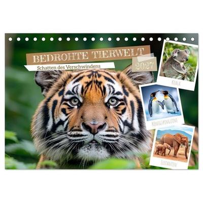 Bedrohte Tierwelt SCHATTEN DES VERSCHWINDENS (Tischkalender 2027 DIN A5 quer), CALVENDO Monatskalender