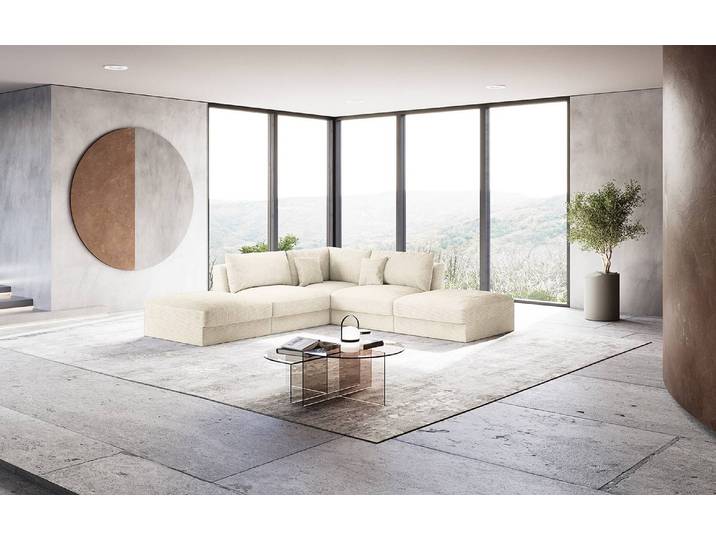Ecksofa Weiß Cordstoff Lizza 293 x 90 x 293cm Modern