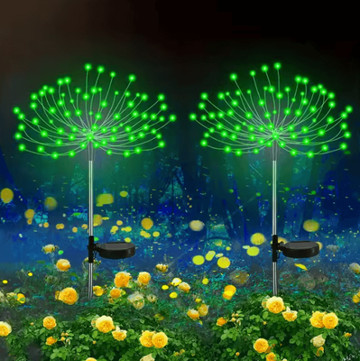 Inspire Curations Solar Firework Dandelion Lights Waterproof Outdoor Garden Stake green 60led