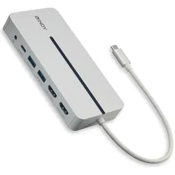 Lindy DST-Pro M (USB-C, 7 Ports), Dockingstation + USB Hub, Weiss, Silber