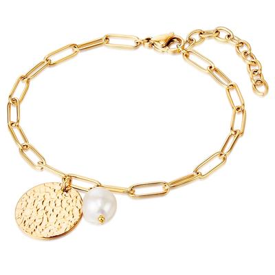 Gliederarmband VALERO PEARLS "VP783", gold (gelbgold), Armbänder, Damen, Edelstahl, Gliederarmband, mit Süßwasser-Zuchtperle