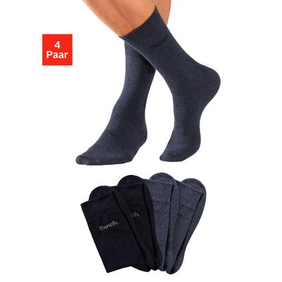Basicsocken BENCH., Herren, Gr. 43-46, blau (2x marine, 2x jeansblau, meliert), Baumwollmischung, meliert, unifarben, elastisch, Socken, in angenehm weicher Markenqualität