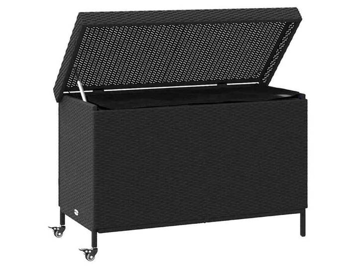 Noir Coffre de Jardin - - Boîte de rangement de jardin et roues noir résine tressée - Banc de Terrasse(1parcel)1952