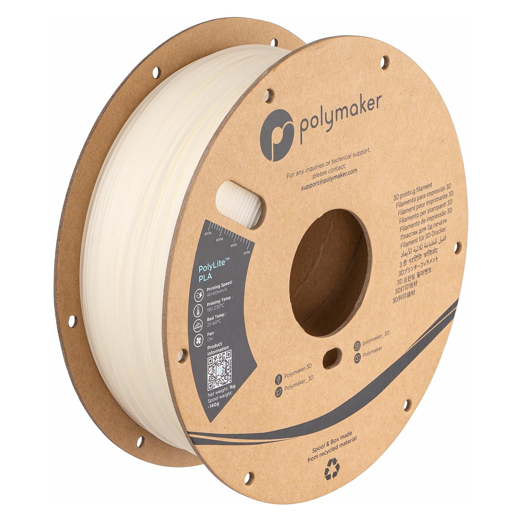 Polymaker PolyLite PLA V2 - Natural - 1.75mm (PLA, 1000 g, 1.75 mm) (PA02011)