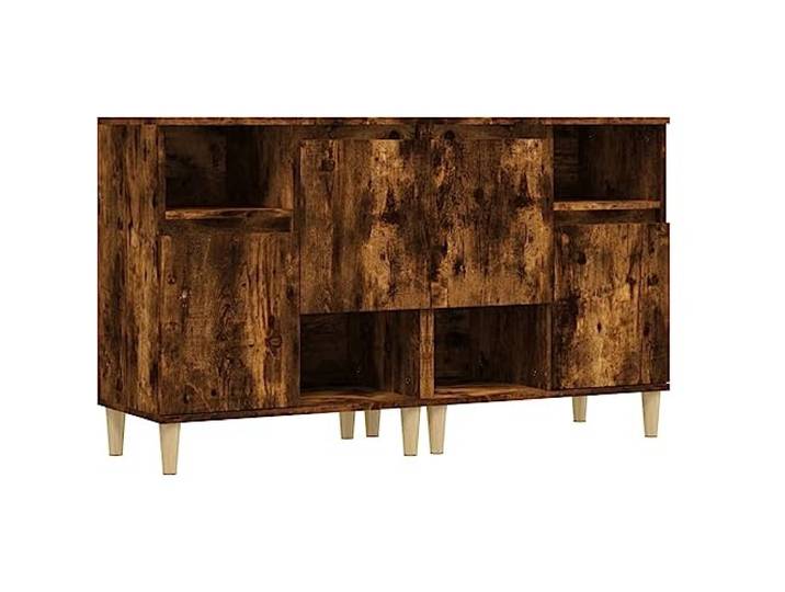 HGFDVCMR 2er Set Sideboard Räuchereiche 60x35x70 cm Beistellschrank Zwei moderne Kommoden in Räuchereiche-Optik mit Türen und Holzbeinen für Wohnzimmer, Flur und Esszimmer.