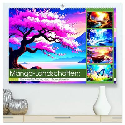 Manga-Landschaften: Ein visueller Ausflug durch Fantasiewelten (hochwertiger Premium Wandkalender 2027 DIN A2 quer), Kunstdruck in Hochglanz