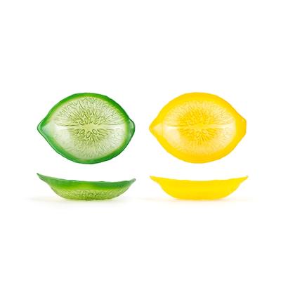 Glas Zitrus Becher Zitrone Form Farbe gelb und grün cm 15,5
