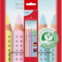 FABER-CASTELL Faber Castell Buntstift Grip Jumbo 5,3 mm pastell 5er Etui