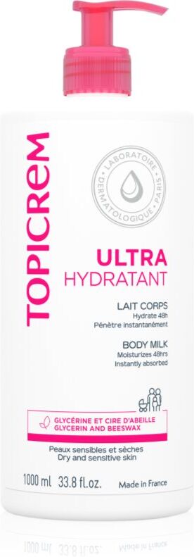 Topicrem UH BODY Ultra-Moisturizing Body Milk Feuchtigkeitsspendende Bodymilk mit Tiefenwirkung für trockene und empfindliche Haut 1000 ml