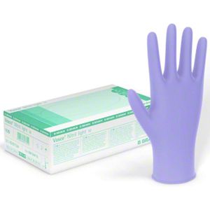 B.Braun Einmalhandschuhe Vasco Nitril light, lila, 90 Stück, Nitril, chemikalienbeständig, lebensmittelecht, Größe XL
