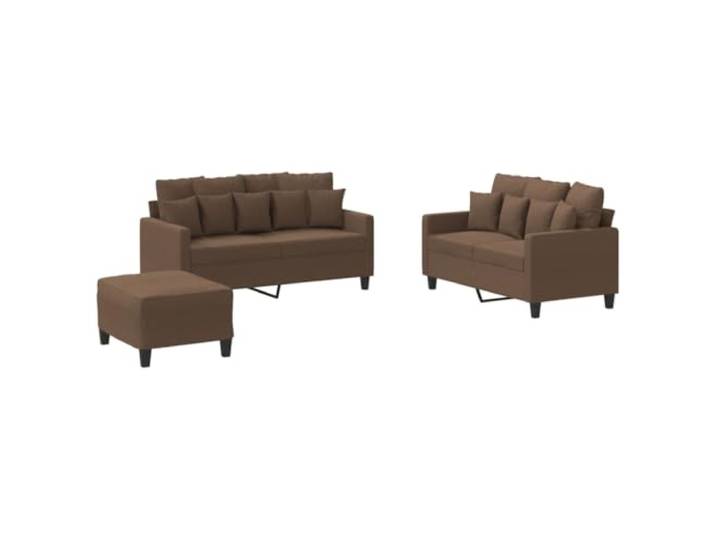 Todiikf 3-TLG Sofagarnitur mit Kissen Braun Polstersofa Couch Garnitur Bequeme Polster-Couch-Kombination aus atmungsaktivem Stoff und Metallgestell für Wohnzimmer und Entspannungsbereich.